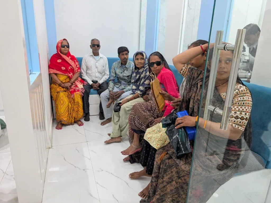 Post-operative cataract surgery patients in recovery lounge